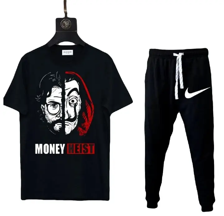 Money heist printed summer track suit for men black