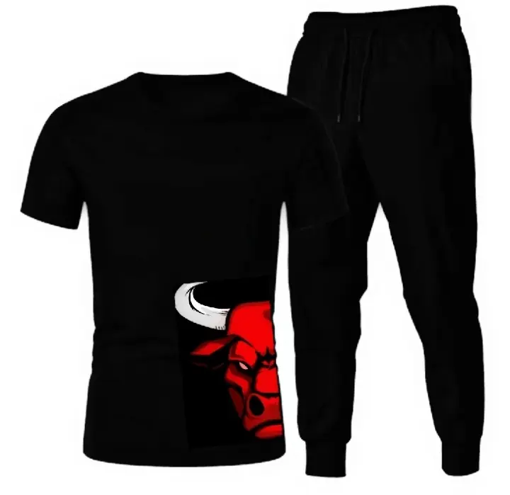 Black chicago bulls printed haif seleever T.shirts